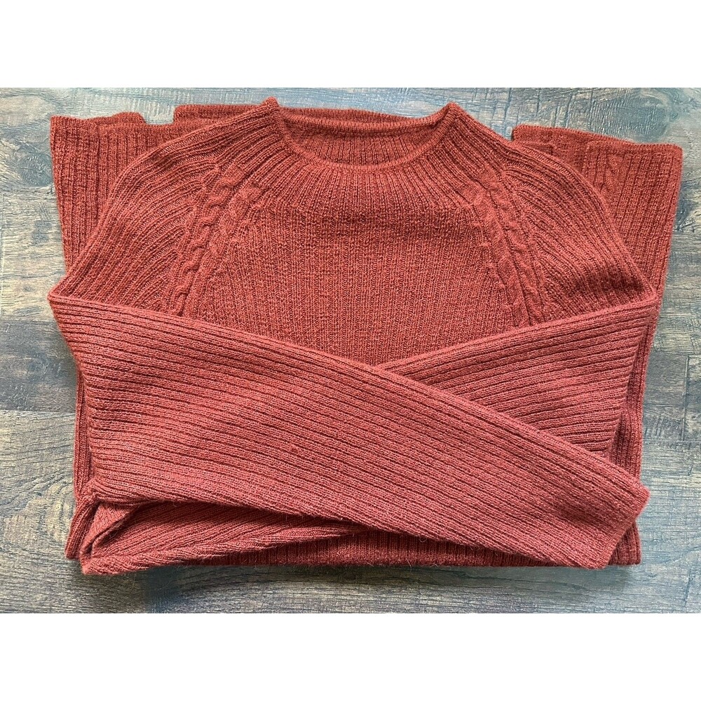 Peruvian Connection 70% Baby Alpaca Tunic Sweater XL Rust Cable Knit Peru